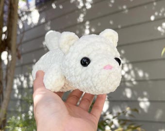 Crochet Ferret Plushie: Handmade Albino Ermine Stuffed Animal