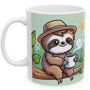 Faultier trinkt Kaffee Keramikbecher , 11 Unze personalisiertes Geschenk benutzerdefinierte Name Becher Faultierliebhaber Geschenk Spaß cooles modisches Geschenk vorhanden Feiertagstierbecher