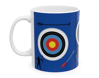 Archery Ceramic Mug, (11oz) personalized gift coffee mug archery lover gift bow and arrow mug sports mug fun cool trendy gift present