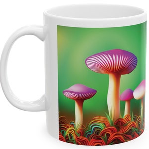 Psychedelic Mushroom Ceramic Mug, 11oz fun mug mushroom mug tripping mug colorful mug nature mug outdoors mug