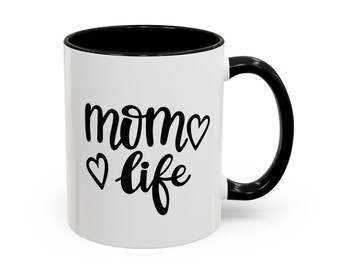Chic Mom Life Coffee Mug - Perfect Gift for Mothers, Black Accent Mug, Coffee Lover's Delight, Birthday Gift, Mom Appreciation
