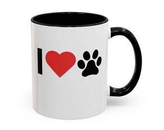 I Love My Pet Coffee Mug | Cute Dog Lover Gift | Paw Print Mug for Dog Owners | Pet Parent Accessories, Animal Lover Gift, Ceramic Mug