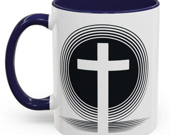 Taza de café Modern Faith Accent de 11 oz, taza de té cristiana inspiradora, única para entusiastas religiosos, colección para amantes del café, color negro