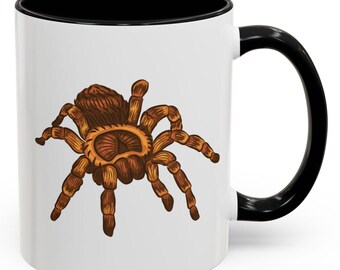 Cool Spider Accent Coffee Mug | Unique Halloween Gift, Tarantula Mug, Fun Home Decor, Bug Lover's Cup, October Tea Mug