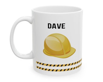 Mug en céramique de construction (11 oz) cadeau personnalisé Mug bricoleur Mug contremaître Mug construction Mug builder Mug ouvrier mug fun cool tendance