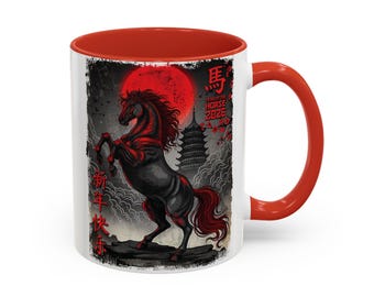 Red Rising Horse Chinese New Year Mug | Accent Coffee Mug