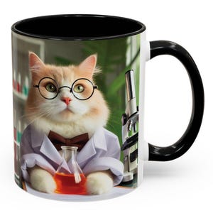 Scientist Cat Coffee Mug - Cute Animal Lover Gift, Funny Chemistry Cup, Laboratory Themed Drinkware, Pet Owner Present, Unique Office Mug