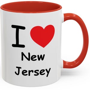 New Jersey Love Coffee Mug 11oz, I Love New Jersey Mug, Gifts for NJ Residents, Travel Souvenir, Cute Coffee Cup, Office Drinkware