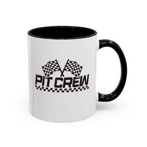 Pit Crew Racing Coffee Mug for Car Enthusiasts, Gift for Racing Fans, Checkered Flag Mug, Race Day Accessories, Coffee Lover Gift