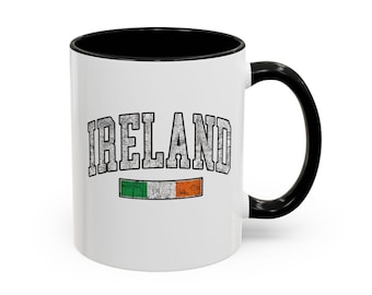 Ireland Flag Retro Script Mug | Accent Coffee Mug