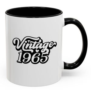 Vintage 1965 Accent Coffee Mug | Personalized Gift, Birthday Mug, Retro Style, Classic Keepsake, Coffee Lover&#39;s Cup