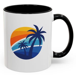 Tropical Sunset Accent Coffee Mug, Relaxing Beach Vibes, Perfect for Coffee Lovers, Gift for Friends, Summer Decor, Colorful Drinkware
