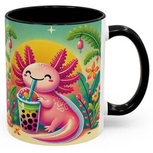 Taza de café colorida con diseño de axolotl boba, linda taza con forma de animal, regalo para amantes de los animales acuáticos, artículos para beber divertidos, decoración de cocina, taza de regalo colorida