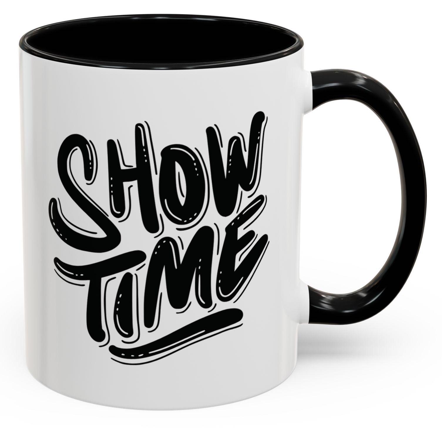 Show Time Accent Coffee Mug - Perfect for Mornings, Gift for Coffee Lovers, Motivational Mug, Unique Kitchen Decor, Fun Drinkware