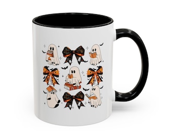 Kroket Halloween-spookaccent koffiemok, spookachtige mok, schattige spookkop, herfstdecor, cadeau voor Halloween-liefhebbers, Witchy Homeware