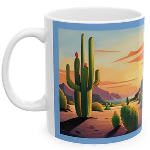 TOP SELLER Kaktus Wüste Keramikbecher, 11 Unze personalisierte Geschenk benutzerdefinierte Name Becher Spaß cool trendy Geschenk Urlaub Wüste Liebhaber Geschenk