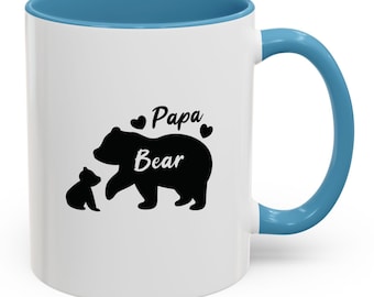 Papa bear kubek do kawy (11 uncji) spersonalizowany prezent spersonalizowany kubek z imieniem prezent na dzień ojca kubek dla taty kubek dla dziadka zabawny fajny modny prezent prezent świąteczny