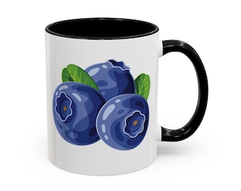 Blueberry Illustration Coffee Mug | Accent Handle 11oz 15oz