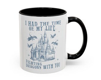 Magical Dragon-Fighting Coffee Mug, Enchanted Gift for Couples, Fantasy Lover's Collection, Perfect for Birthdays & Celebrations