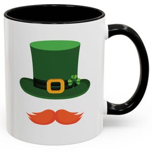 St. Patrick&#39;s Day Accent Coffee Mug, Fun Leprechaun Hat Design for Coffee Lovers, Holiday Gift, Office Mug, Cute Drinkware, Green Mug