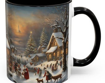 Gemütliche Winterszene 11 und 15 Unzen Kaffeetasse, perfekt für Urlaub Geschenke, Weihnachtsdekor, heißen Kakao, Winter-Versammlungen, festliche Küchengeschirr