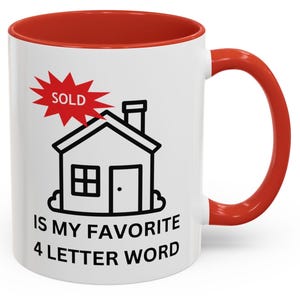 Vendido é minha palavra favorita de 4 letras Caneca de café engraçada da casa - presente perfeito para proprietários de imóveis, amantes de café, inauguração de casa, agentes imobiliários