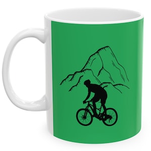 Mountain Bike Ceramic Mug, (11oz) personalized gift coffee mug adventure mug mountain lover gift mug biking lover gift fun cool trendy gift