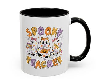 Taza de café para profesores espeluznantes, regalo de Halloween para educadores, decoración divertida de Halloween, taza de agradecimiento para profesores, regalo único para profesores