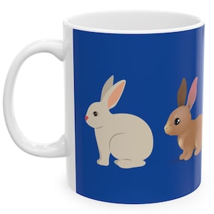Bunny Ceramic Mug, (11oz) personalized gift coffee mug Easter mug rabbit lover gift fun cool trendy gift present holiday work mug office mug
