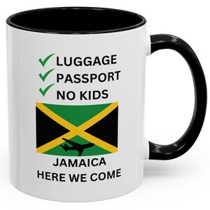 Travel Enthusiast&#39;s Coffee Mug, Jamaica Here We Come, Perfect Gift for Moms, Vacation Planning, Passport Checklist
