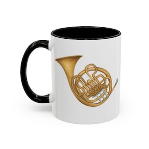 French Horn Accent 11oz. 15 oz. Coffee Mug - Gift for Musicians, Music Lover&#39;s Mug, Music-Themed Kitchenware, Home Decor, Band Teacher Gift