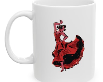 Taza de cerámica con diseño de bailarina de salsa (11 oz), regalo personalizado