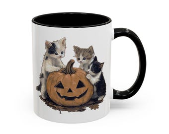 Taza acogedora de Halloween con diseño de gato, perfecta para amantes de los gatos, decoración de otoño, regalo para dueños de mascotas, taza de café o té, artículos de temporada