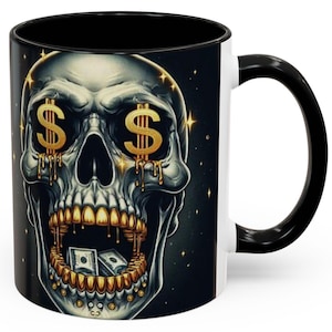 Gothic Skull Coffee Mug | Edgy Coffee Cup for Dark Aesthetic Lovers | Great for Halloween, Birthdays, and Unique Gifts, Dark Humor Mug,