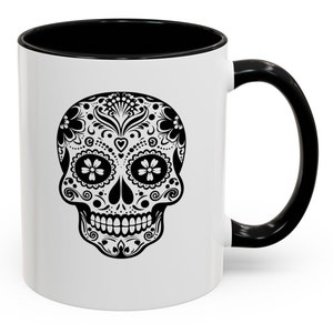 Sugar skull mug 11oz personalized gift Dia de los Muertos mug skull lover gift Halloween mug fun cool trendy gift present holiday custom