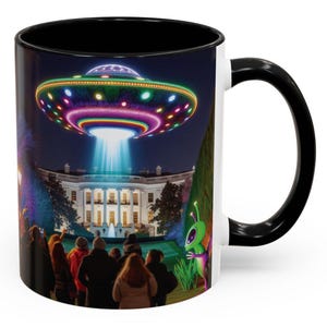 Whitehouse Whimsical Alien Encounter Mug  Fun Coffee Cup, UFO Design, Perfect Gift Sci-Fi Lovers, Space Enthusiasts, and Unique Home Decor