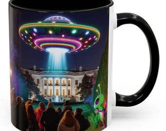 Whitehouse Whimsical Alien Encounter Mug  Fun Coffee Cup, UFO Design, Perfect Gift Sci-Fi Lovers, Space Enthusiasts, and Unique Home Decor