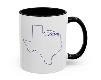 Texas Themed Accent Coffee Mug - Perfect for Gifts, Home Decor, Souvenir, Texas Pride, Coffee Lover's Mug