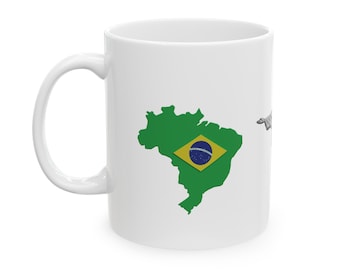 Taza de cerámica de Brasil (11 oz), taza de café de regalo personalizada del país