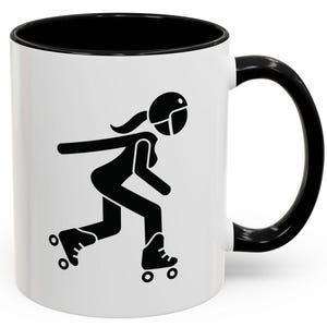 Roller derby Skater Girl Accent Coffee Mug - Perfect for Roller Skate Lovers, Unique Gift for Birthdays, Fun Roller Derby Decor, Enjoy Your