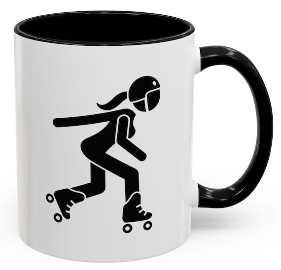 Roller derby Skater Girl Accent Coffee Mug - Perfect for Roller Skate Lovers, Unique Gift for Birthdays, Fun Roller Derby Decor, Enjoy Your