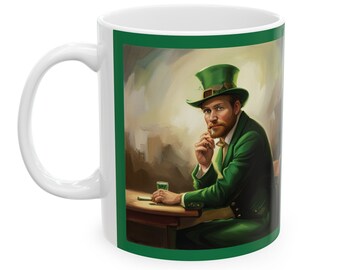Leprechaun St. Patrick&#39;s Day Ceramic Mug, 11oz personalized gift coffee mug gift mug fun mug  fairy mug Irish mug St. Patricks Day green