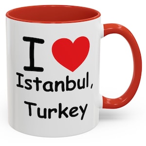 I Love Istanbul Coffee Mug 11oz, Cute Istanbul Gift for Travelers, Turkey Souvenir, Black Handle Mug, Perfect for Home or Office