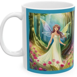 Fairy Ceramic Mug, 11oz personalized gift fantasy mug fairy with wings nature mug beautiful fairy young fairy