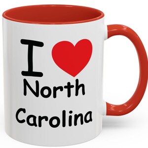 Ich Herz North Carolina Akzent Kaffeetasse 11 Unzen, Perfekt für Souvenir, Geschenk für Reisende, North Carolina Liebhaber, Geburtstag, Wohnkultur