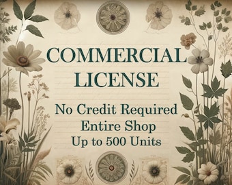 Commercial Use License for Small Businesses and Physical Products, All Designs including Bundles, 500 Units