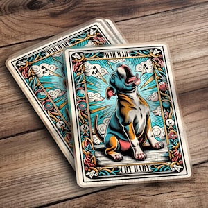 Crybaby Tarot Card SVG, Printable Tarot PNG, Pitbull Puppy, Personality Tarot Print, Unique Gift Tarot, Bull Dog Mom, Sublimation Design image 6