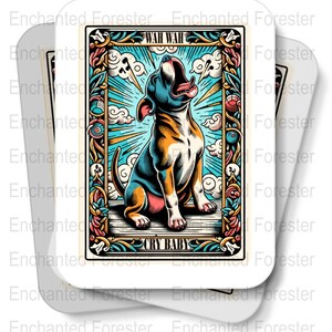 Crybaby Tarot Card SVG, Printable Tarot PNG, Pitbull Puppy, Personality Tarot Print, Unique Gift Tarot, Bull Dog Mom, Sublimation Design image 4