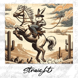 Yeehaw Howdy Western Cowboy Bunni Print - Vintage Western Easter Sublimation, Digital File (Tumbler Shirt Sticker Vector SVG PNG)