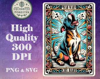 Crybaby Tarot Card SVG, Printable Tarot PNG, Pitbull Puppy, Personality Tarot Print, Unique Gift Tarot, Bull Dog Mom, Sublimation Design